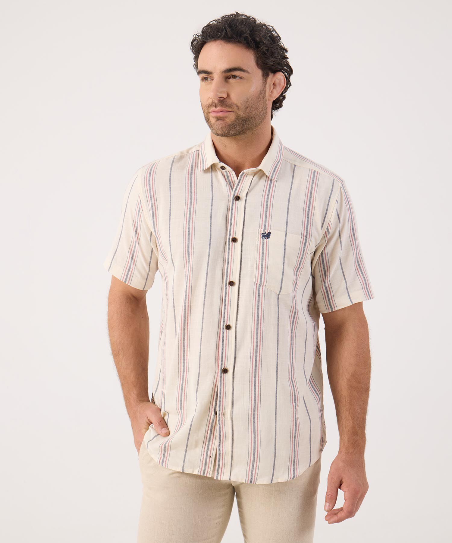 Camisa A Rayas Con Bolsillo 